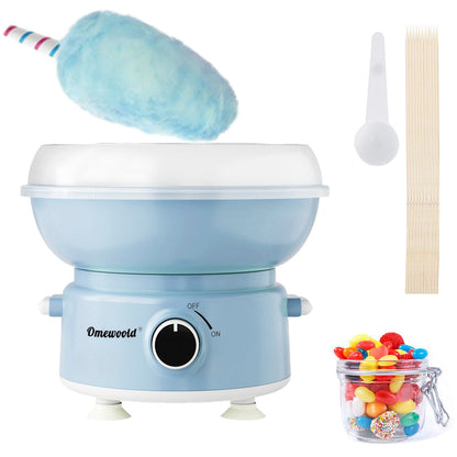 Cotton Candy Machine, Cotton Candy Maker for Kids Adults Homemade Sweet Candy Machine With Sugar Spoon and 10 Sticks Easy to Clean Birthday Party Children's Day Gift Blue