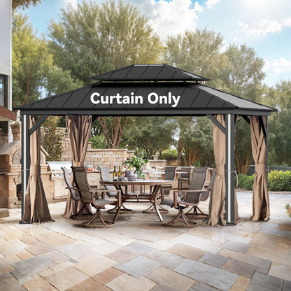 Covered Outdoor Gazebo Curtain Replacement Universal 4-Panel Sidewalls 12' x 14', Outdoor Gazebo Privacy Curtains with Zipper (Curtain Only)