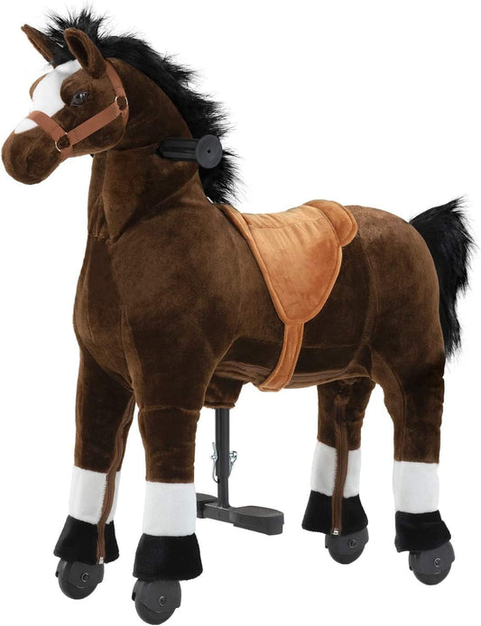 DEYGIA Ride on Horse for Big Kids Horse Ride on Toy, Riding Horse, Pony Rider Mechanical Walking Action Plush Animal for 4 Years to 8 Years, No Battery or Electricity, Giddy up, Max Load 165LBS