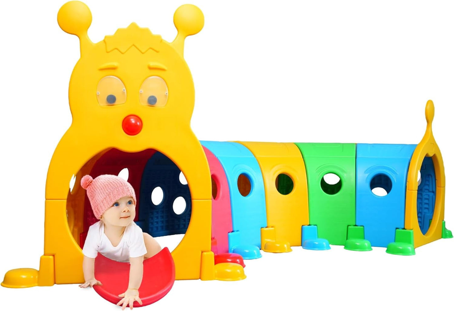 DEYGIA Caterpillar Tunnel for Kids, Crawl Tunnel for Kids to Climbing, Crawl, Riding, Indoor Outdoor Playground Equipment for 3-6 Years Old, Kids Tunnel Crawl for Garden, Game Room