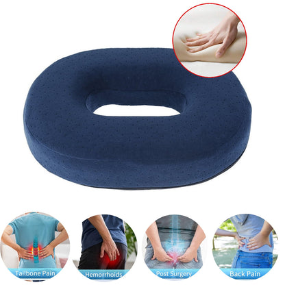 Donut Pillow, Coccyx Seat Cushion for Tailbone Pain Relief, Back, Hip Pain, Hemorrhoids, Post Surgery, Postpartum Pregnancy, Office Desk Chair, Wheelchair, Travel Memory Foam Blue