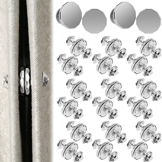 Dznils 20 Pairs Curtain Magnets Closure with Tack, Magnetic Shower Curtain Clips, Silver