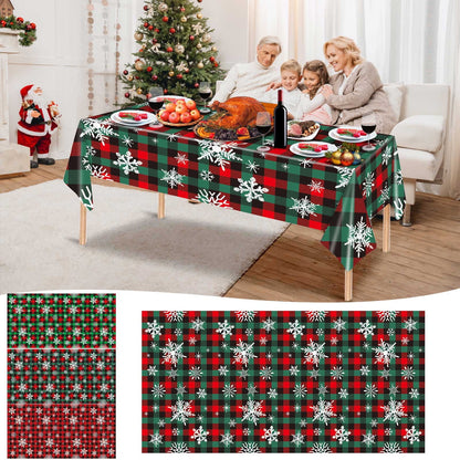 Cyber and Monday Deals Fiudx Christmas Tablecloth 54x108 Inches Tablecloths for Rectangular Tables Waterproof Christmas Style Table Cloth SUitable for Kitchen, Home Christmas Party Decorations