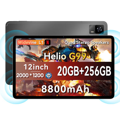 Android Tablet 12 inch, Headwolf HPad6 20GB RAM + 256GB ROM Android 14 Tablets Helio G99 Octa Core , 2K Display Gaming Tablet, 8800mAh, 2024 Latest 5G WiFi Tablet PC