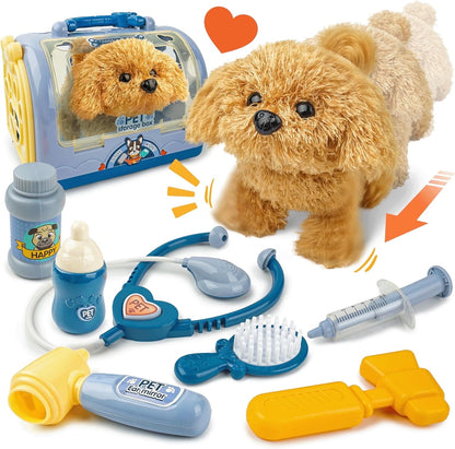 Doctor Kit, Toy Choi's Veterinarian Kit for Kids, Kids Play Sets with Interactive Electric Dog and Cage, Pretend Play Puppy Dog Toys, Pet Care Dog Vet Set for Toddlers Ages 2 - 9