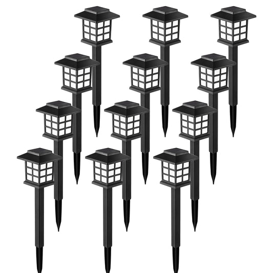 WHATOOK 12 Pack Solar Outdoor LED Lights, Outdoor Waterproof, Solar Walkway Lights, Provides 10 Hours of Lighting for Gardens, Landscapes, Pathways, Courtyards, Patio, Driveways