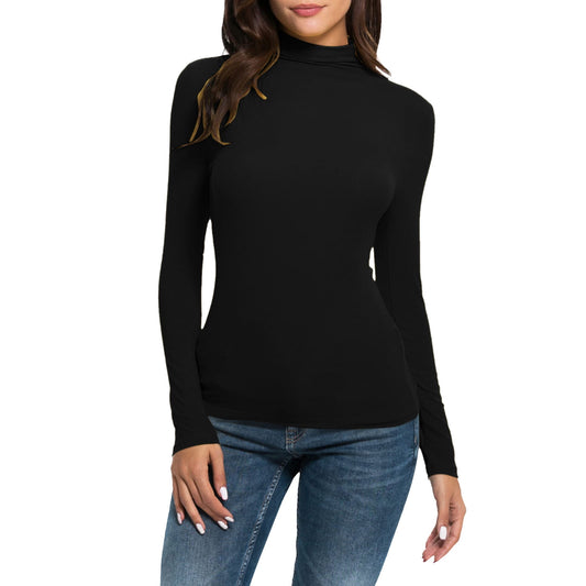 Womens Long Sleeve Knit Tops Round Neck Fashion Womens Solid Color Turtleneck Long Sleeve Knitting Tshirt Slim Blouse Tops Midhigh Neck Cable Knit Pullover Casual Top T Shirt