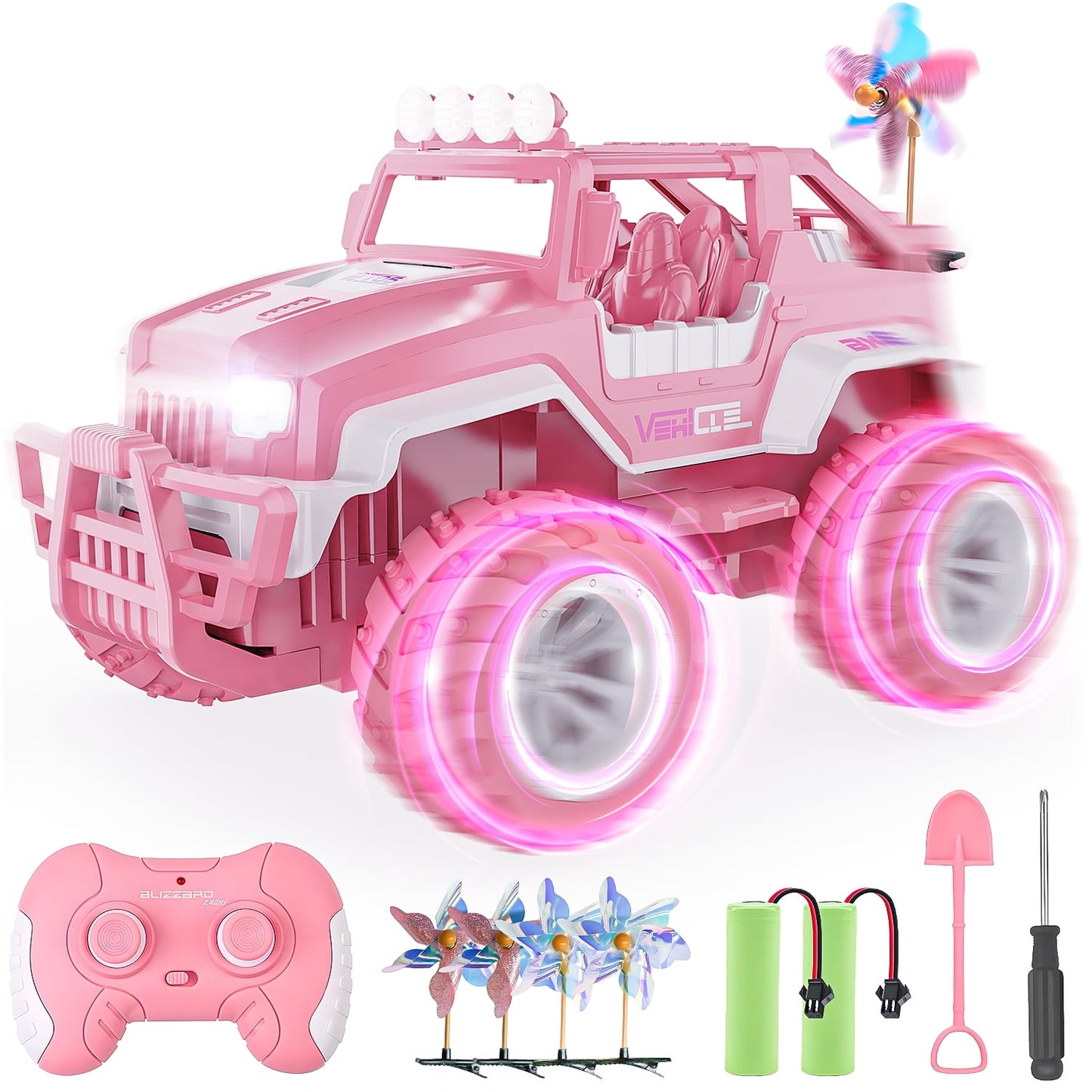 YCUFN Remote Control Cars for Girls, 2.4Ghz All Terrain RC Truck Pink Toys for Girls Boys Kids Age 3+