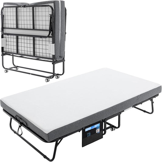 ZIVACATE Foldable Bed with Mattress for Adults,75"×45" Full Size Portable Rollaway Bed