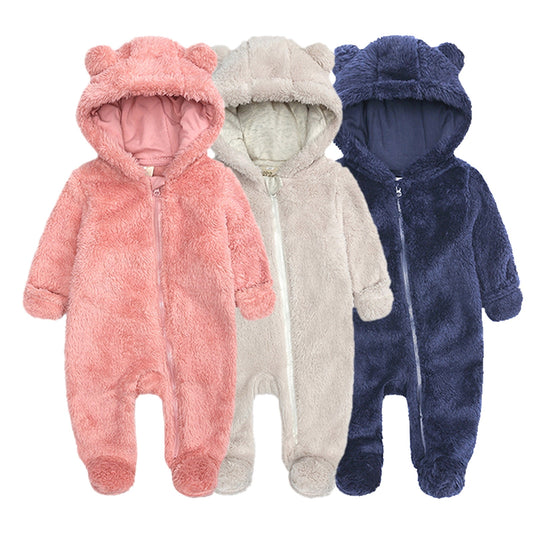 ZZwxWA Baby Girls Boys Clothes Baby Rompers Newborn Fleece Footie Snowsuit Winter Bunting Onesie Cartoon Warm Hooded Romper Jumpsuit Outfits