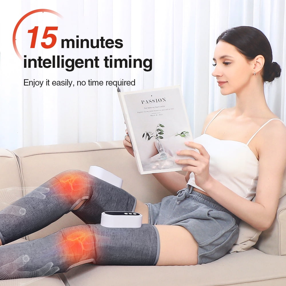 Cordless Leg Compression Massager, Calf Thigh Massager Compression Heat with 3 Intensities, 3 Modes, 3 Hot Compress for Relax Muscles, Relieve Fatigue, 1800mAh Battery USB Charging