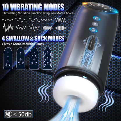 AYIYUN Male Masturbator 5 in 1 Automatic Stroker Sex Toys for Men, with 4 Thrusting & 4 Sucking & 10 Vibrating Modes Adult Toy with Heating Base for Self-Pleasure Masturbation