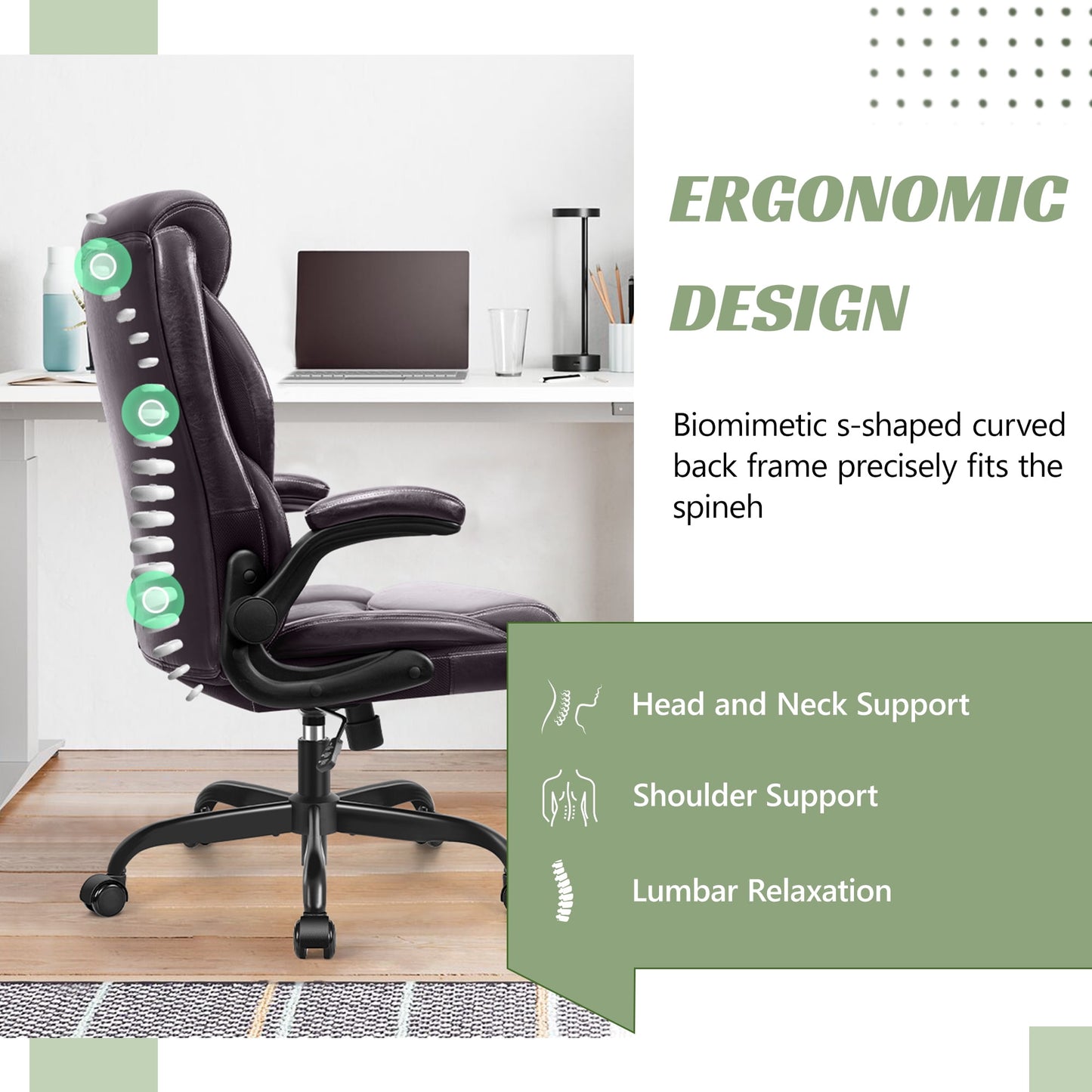 Coolhut Executive Office Chair, Big and Tall Office Chair 500LBS Wide Seat Ergonomic Computer Desk Chair High Back Executive Leather Chair Adjustable Task Chair Lumbar Back