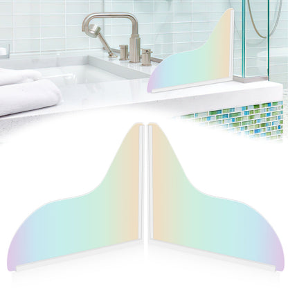 2Pcs Shower Splash Guard Acrylic Bathroom Shower Water Guard with Adhesive Waterproof Bathtub Corner Splash Guard Self-Glue Bathtub Edge Guard Shower Water Guard for Bathroom Restroom Bathtub