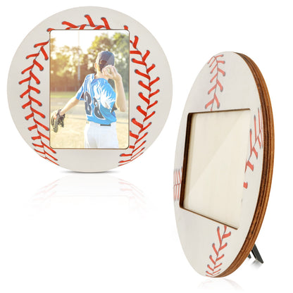 2 Pcs Sport Picture Frame Baseball/Soccer Wood Photo Frame Sport Themed Tabletop Picture Frame Horizontal and Vertical Photo Picture Frame Decorative Desktop Picture Frame for Men Athletes Teams