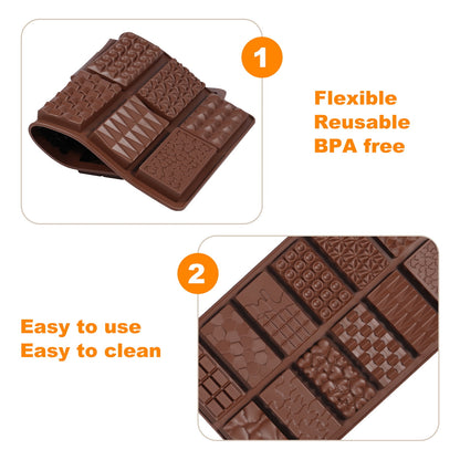 3Pcs Chocolate Bar Molds 12 Cavity Break Apart Chocolate Molds Food Grade Silicone Chocolate Mold Non Stick Candy Bar Molds Temperature Resistant Chocolate Making Molds for DIY