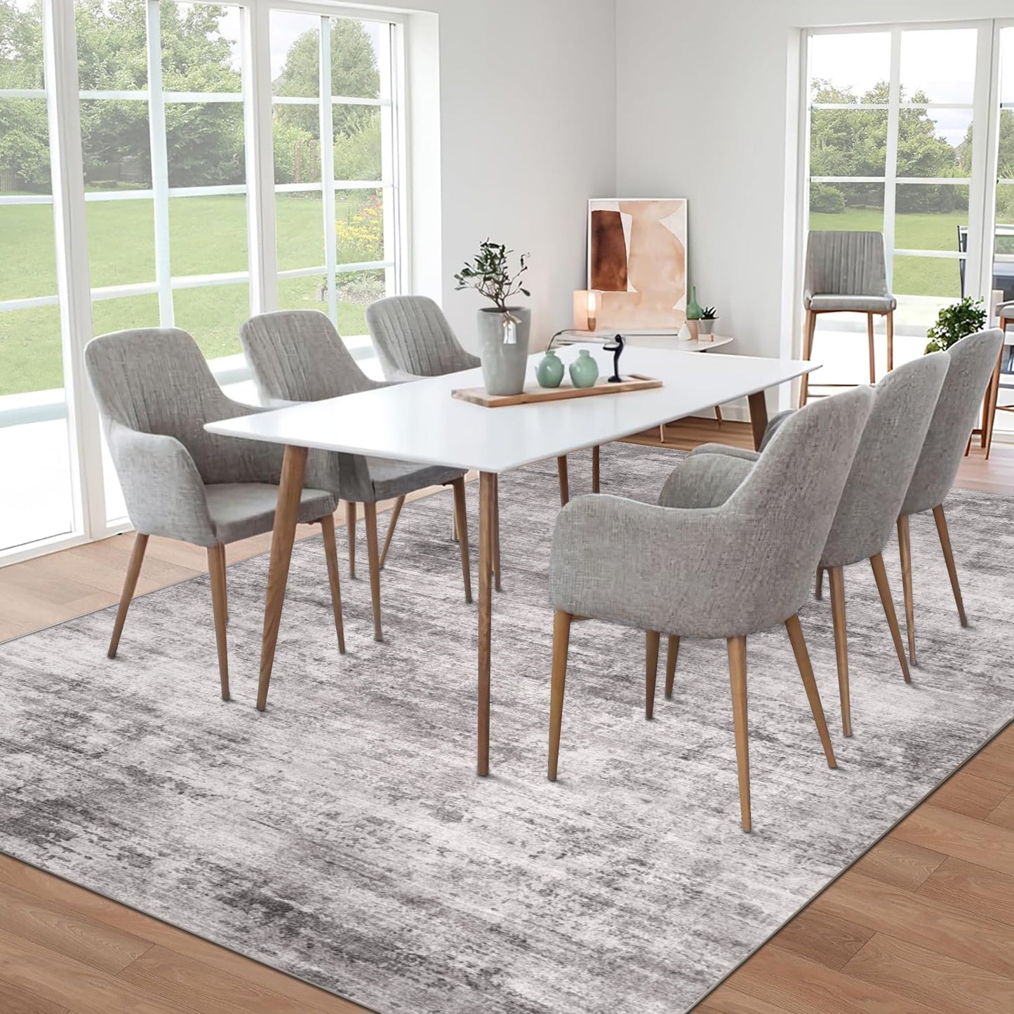 BERTHMEER 5'x7' Area Rugs for Living Room Bedroom Dining Room Farmhouse Gray Modern Abstract Contemporary Rugs Machine Washable non-slip