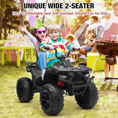 24V 2 Seater Ride on Toys ATV for Kids 400W 4-Wheeler Quad w/ MP3 LED Lights Music, Black