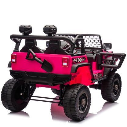 24 Volt Ride on Toys Ride on Truck Car with Remote Control, 2 Seater 400W Kids Powered Ride ons Spring Suspension, 3 Speed, Bluetooth Music, Pink