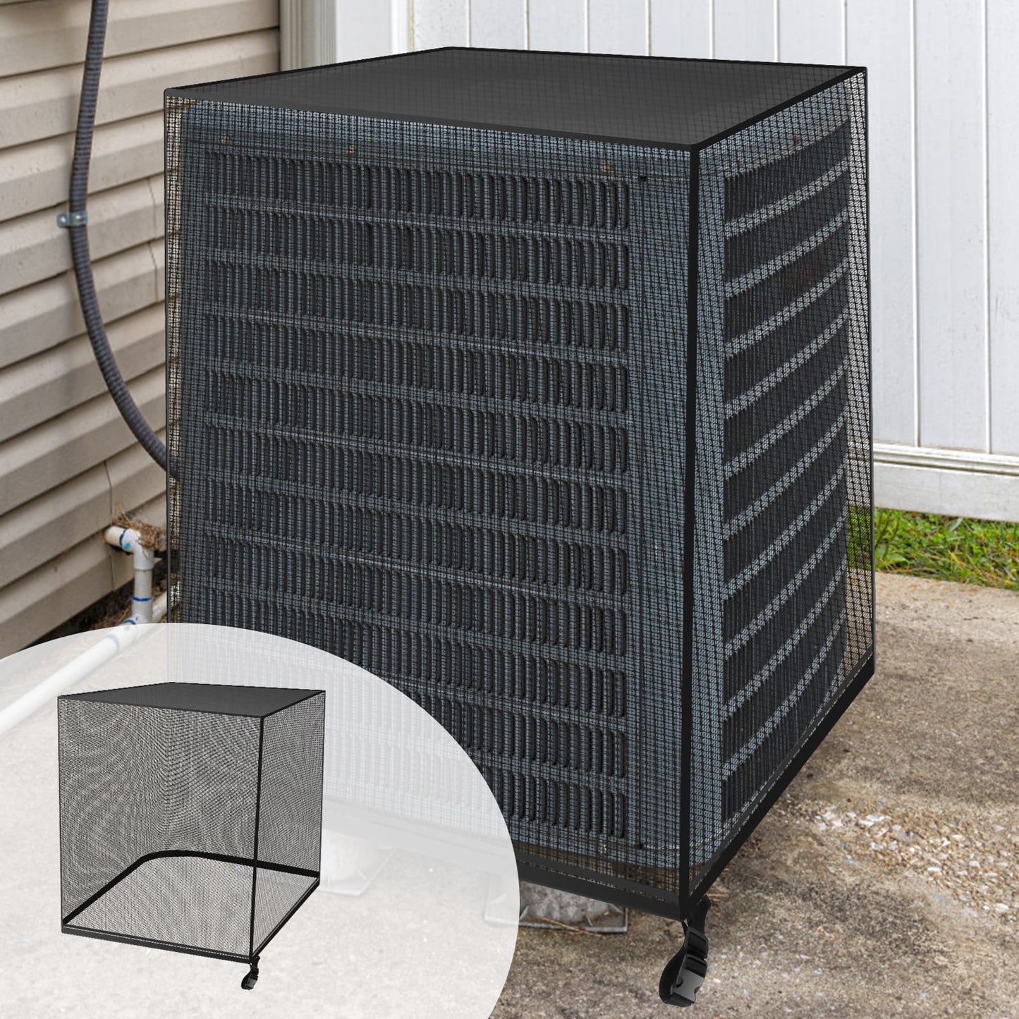 Air Conditioner Cover for Outside Units Full Mesh AC Unit Cover 32 x 32 x 36inch / 36 x 36 x 40 inch Breathable AC Unit Protector Waterproof Air Conditioner Defender Cover for Outside Cottonwood