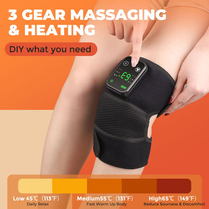 3-in-1 Heating Massager, Adjustable Heat and Vibration Knee Massager for Arthritis Knee Ache Relief, Portable For Office, Study, Home