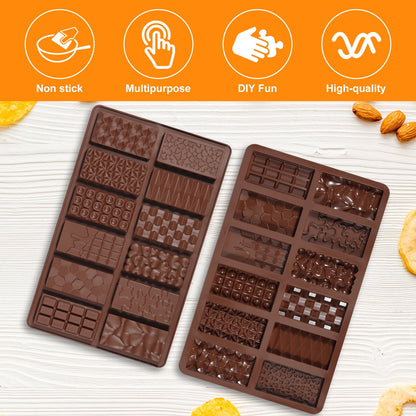 3Pcs Chocolate Bar Molds 12 Cavity Break Apart Chocolate Molds Food Grade Silicone Chocolate Mold Non Stick Candy Bar Molds Temperature Resistant Chocolate Making Molds for DIY