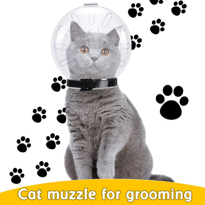 Cat Muzzle M Size,Breathable Cat Transparent Muzzle,Adjustable Pet Muzzle for Grooming and Protection