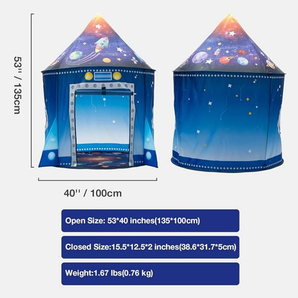 WillingHeart Rocket Ship Play Tent for Kids, Astronaut Spaceship Space Themed Pretend Playhouse Indoor Outdoor Games Party Children Pop Up Foldable Tent Birthday Toy for Boys Girls Toddler Baby