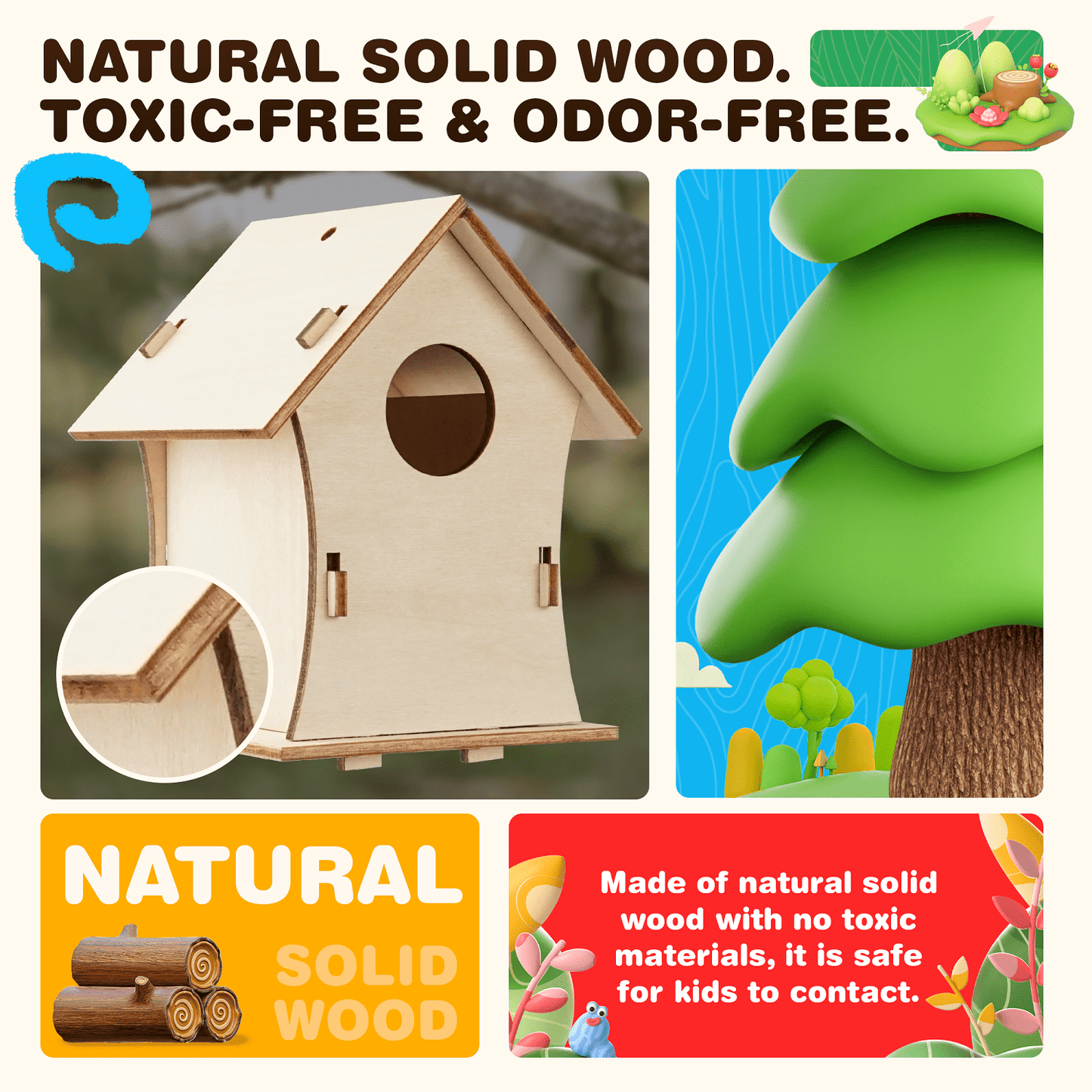 Bird House, YCFUN 2 Pack Birdhouse Outdoor with Paint Strips, Arts and Crafts Unpainted Wood DIY Bird Houses Toys for Girls Boys