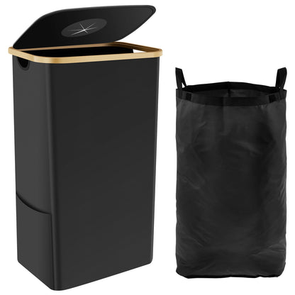 105L Recycling Bin Large Capacity Recycle Bin with Lid Removable Reusable Bag Foldable Collecting Bottle Can Portable Recycling Storage Container Bamboo Handle Recycle Bottle Bin for Kitchen Indoor