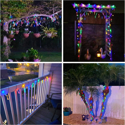 100 LED Solar String Lights Outdoor Waterproof, Water Drop Solar Lights with 8 Modes, Solar Party Lights Outdoor