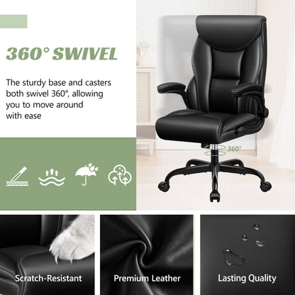 Coolhut Executive Office Chair, Big and Tall Office Chair 500LBS Wide Seat Ergonomic Computer Desk Chair High Back Executive Leather Chair Adjustable Task Chair Lumbar Back