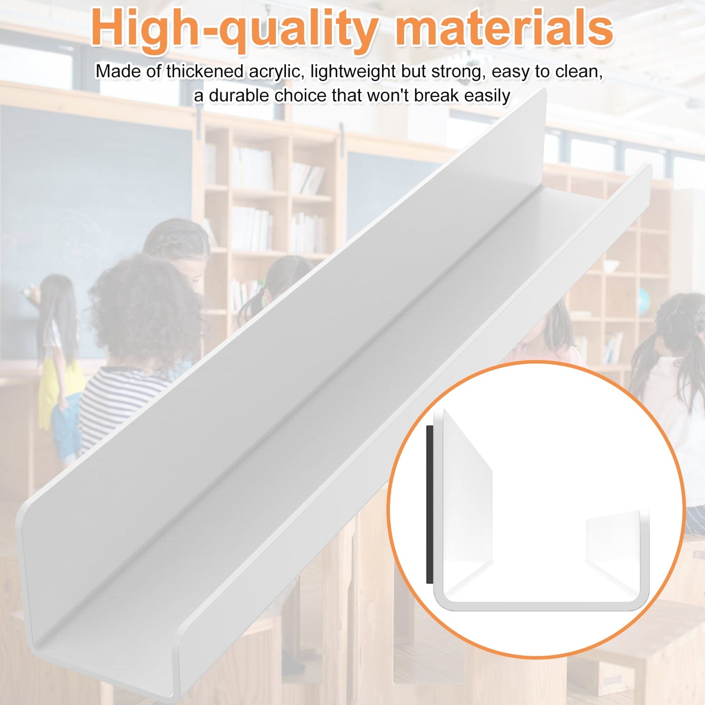 2Pcs Magnetic Book Shelf for Whiteboard Acrylic Magnetic Book Holder Magnetic Floating Book Display Shelf Reusable Magnetic Shelves for Kids Room Teacher Classroom Refrigerator