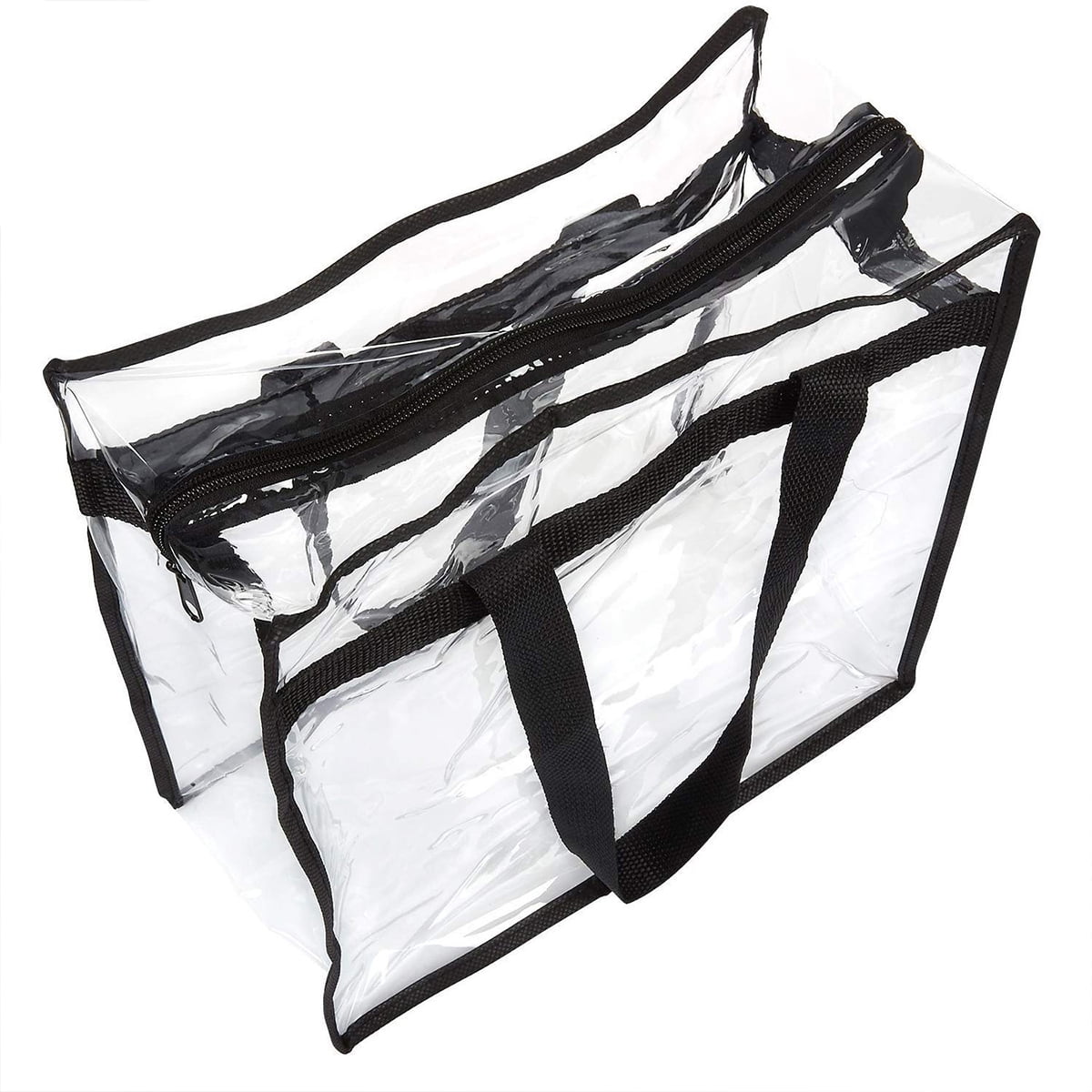 2Pcs Clear Tote Bags Large Capacity Transparent Shoulder Bag with Zipper Flexible Clear Lunch Bag Multipurpose Transparent Totes for Concerts Sporting Events Music Festivals Work School Gym