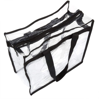 2Pcs Clear Tote Bags Large Capacity Transparent Shoulder Bag with Zipper Flexible Clear Lunch Bag Multipurpose Transparent Totes for Concerts Sporting Events Music Festivals Work School Gym