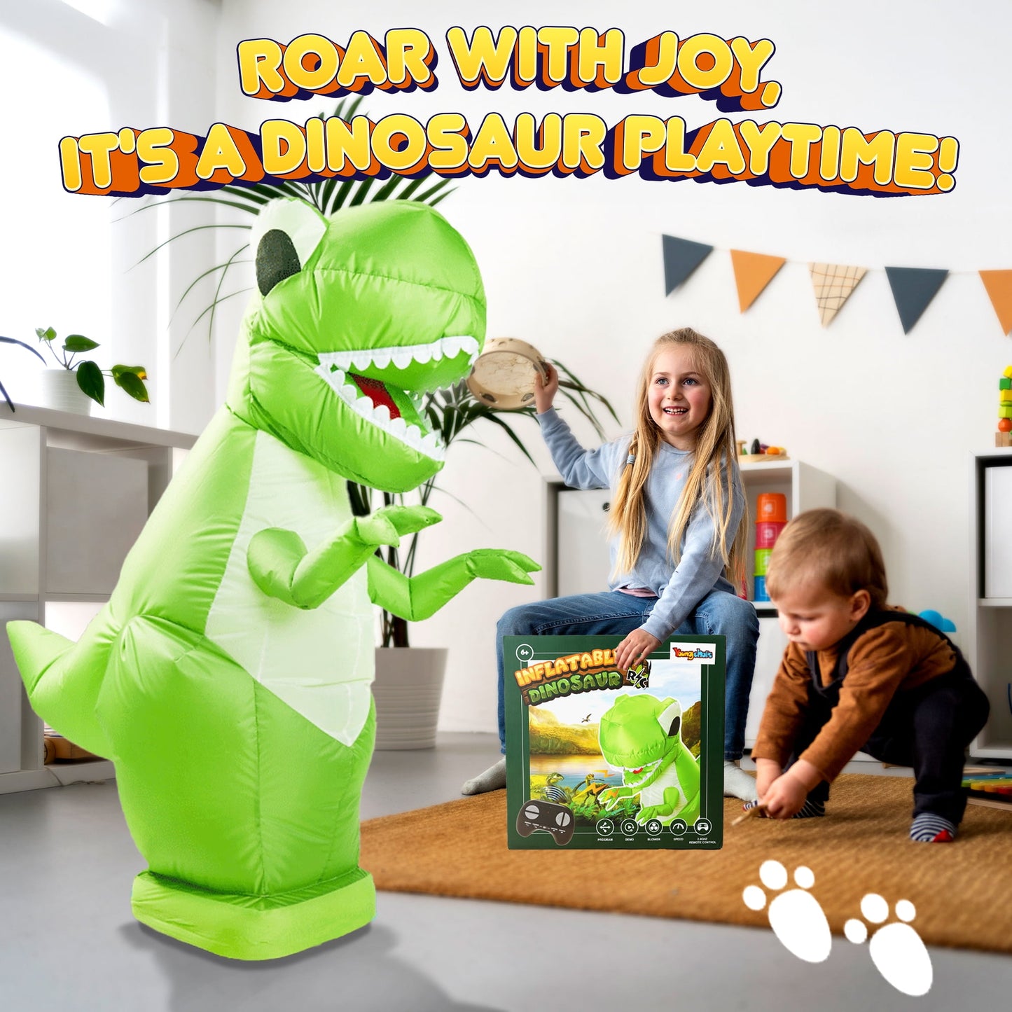 YCFUN Inflatable Remote Control Dinosaur Toys for Kids Boys Girls Age 3+