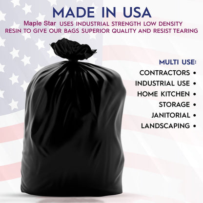 55 Gallon Trash Bags(50 Count), Black Heavy Duty Large Big Garbage Bags Can Yard Lawn Liners 1.5 Mil