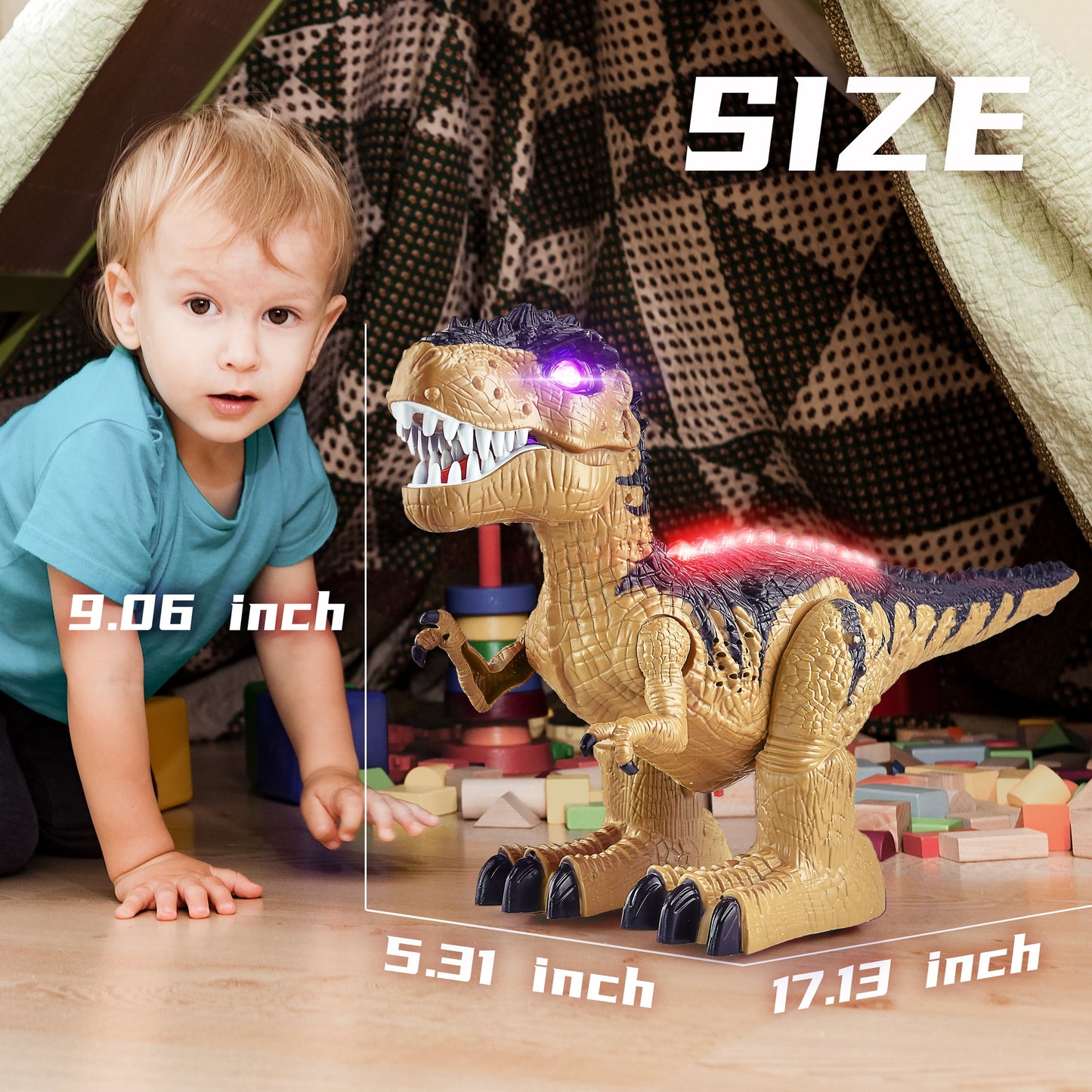 Dinosaur Toys for Boys, YCFUN Remote Control Dinosaur Tyrannosaurus Walking Robot with Lights and Sounds Toy Gifts for Children 3+