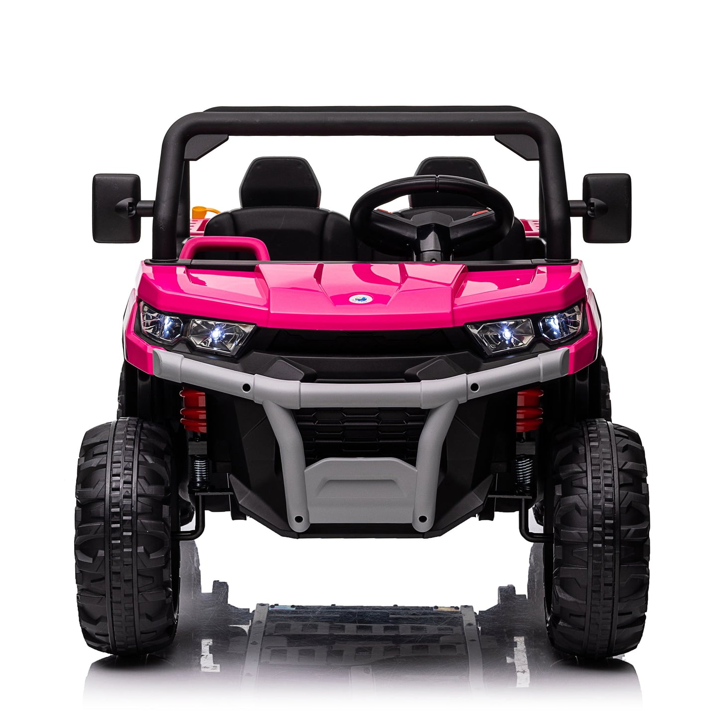 24V Ride on Toys, 2 Seater 4WD Ride on Dump Truck 6-Wheel UTV Car for Big Kids with Trailer Remote Control, Pink