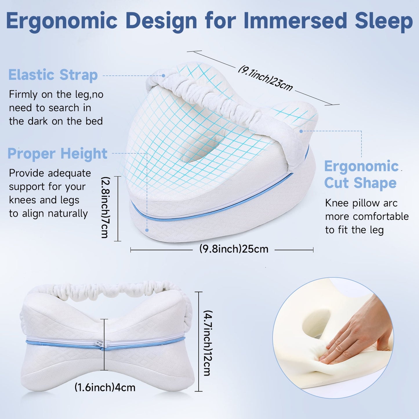 COOKEY Knee Foam Pillow Adult Leg Support Positioner,Soothing Pain Relief for Sciatica, Hips, Knees, Joints