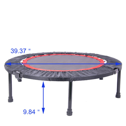 40" Foldable Mini Trampoline Max Load 450lbs, Fitness Trampoline with Bungees, Adjustable Foam Handle, Indoor Exercise Trampoline for Adults, Indoor, Garden, Workout, Black