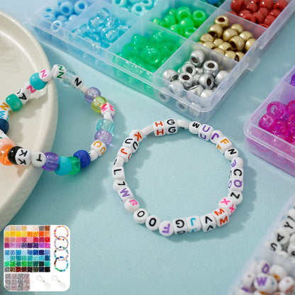 1977Pcs Pony Beads Kit for Bracelet Making 64 Colors 9mm Kandi Beads Set Plastic Pony Beads Bulk with 375pcs Letter Beads Elastic String DIY Bracelets Jewelry Beads for Bracelets Necklace