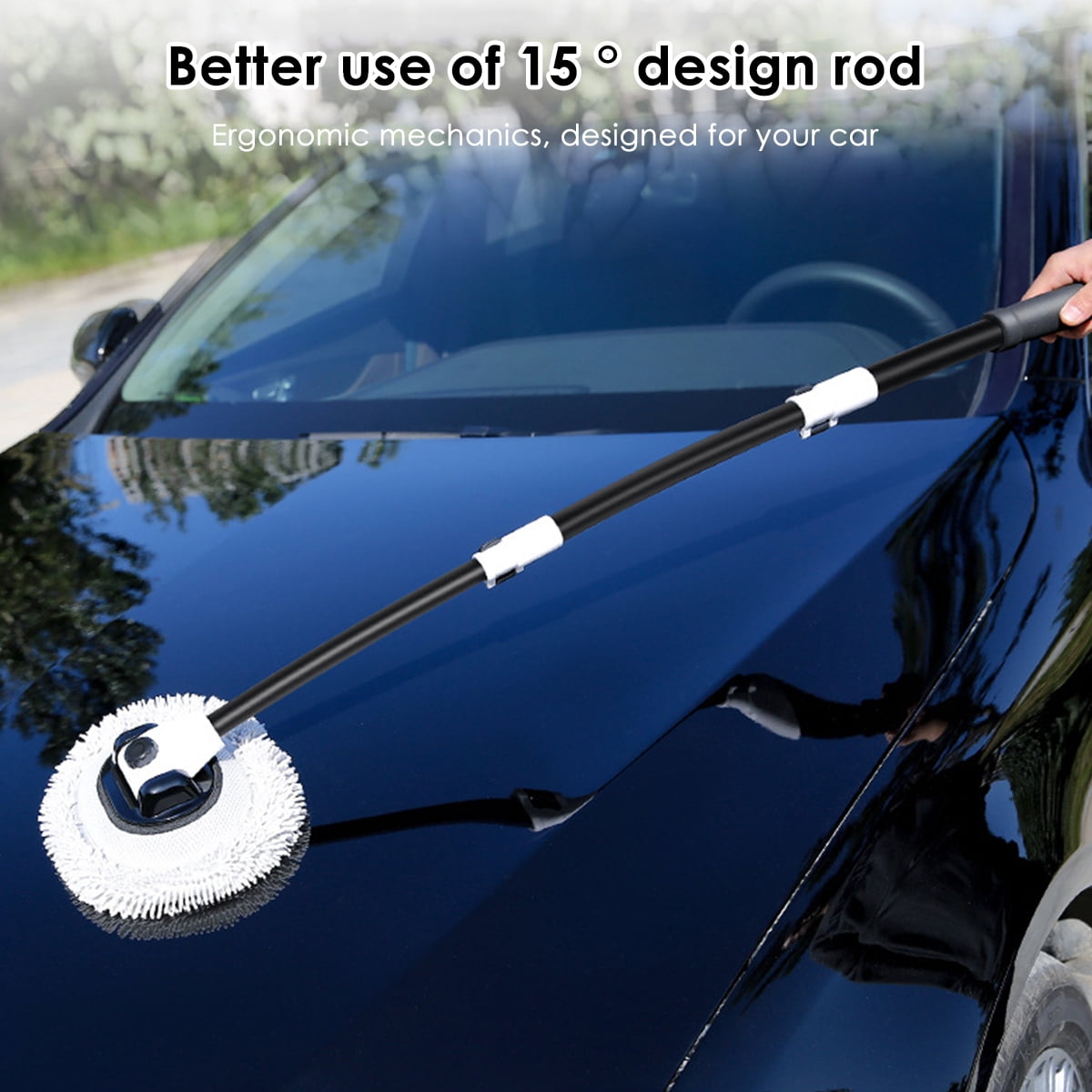 Car Wash Brush with Long Handle 15 Bend Car Cleaning Mop 90 Rotating Chenille Broom Flexible Auto Telescoping Mop for Car RV Truck,Style 03