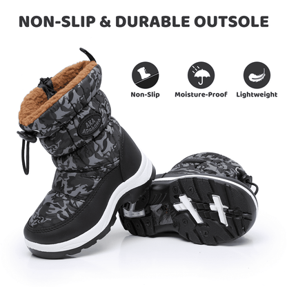 Apakowa Kids Boys Girls Snow Boots Side Zipper Water Resistant Warm Winter Boots (Toddler/Little Kid)