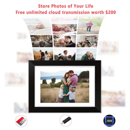 WiFi Digital Picture Frame 10.1 Inch with IPS Touch Screen,Loading Pictures to 32GB Smart Digital Photo Frame via Frameo App,Gift for Mother's Day,Black