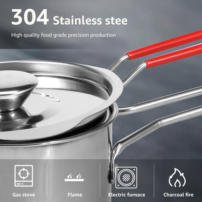 Deep Fryer with Strainer Basket and Handle Stainless Steel Fry Pot Durable Food Grade Outdoor Fryer with Lid Portable Food Cooking Pot for Frying Fish Shrimp Chicken and Fries