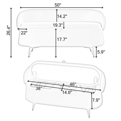 50 inchesMulti-functional long rectangular bed end storage sofa stool teddy fleece