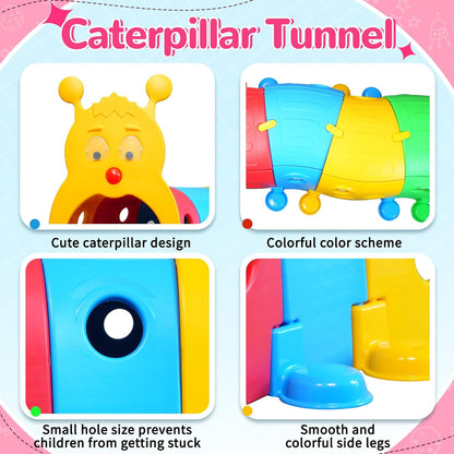 DEYGIA Caterpillar Tunnel for Kids, Crawl Tunnel for Kids to Climbing, Crawl, Riding, Indoor Outdoor Playground Equipment for 3-6 Years Old, Kids Tunnel Crawl for Garden, Game Room