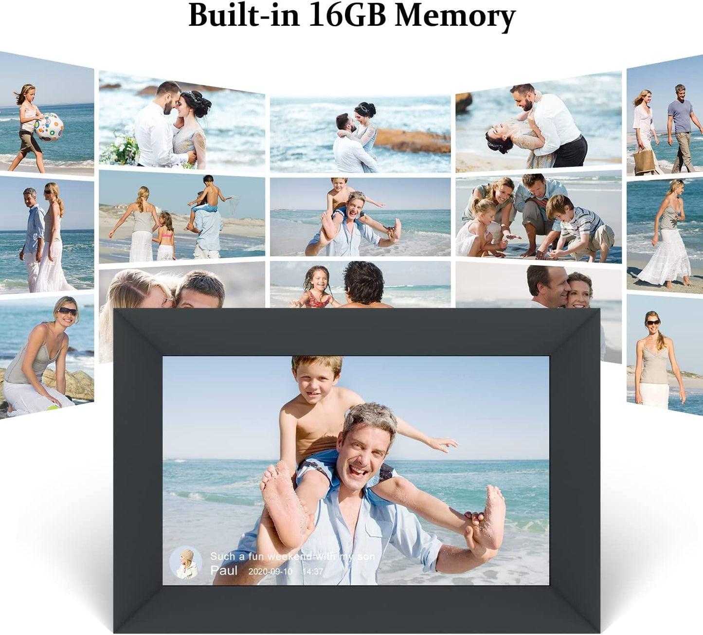 AEEZO 10.1inch WiFi Digital Picture Frame, IPS Touch Screen Smart Cloud Photo Frame with ROM 16GB Storage, Share Photos or Videos via AiMOR APP, Auto-Rotate(Black)