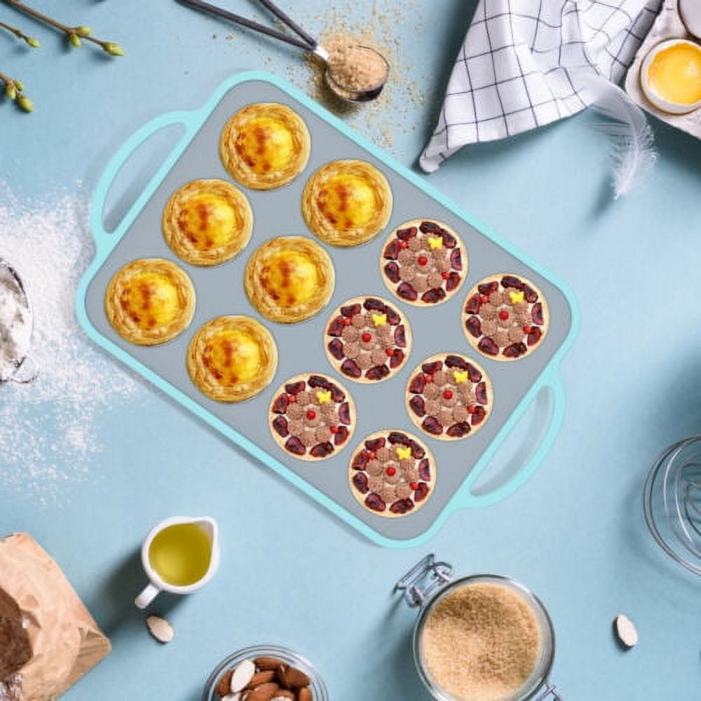 Wekvgz Silicone Muffin Pan 12-Cavity Mini Cupcake Pan Stackable Muffin Baking Mold Non-Stick Muffin Baking Tray Dishwasher Safe Cupcake Baking Tin Temperature Resistant Silicone Cupcake Pan for Home